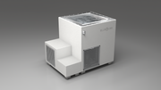 BlueCube LIMITLESS cold plunge tub white with perforated screens right back view [bc color=white screen=screen deck=none tub=stainless view=br]