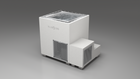 BlueCube LIMITLESS cold plunge tub white with perforated screens right front view [bc color=white screen=screen deck=none tub=stainless view=fr]
