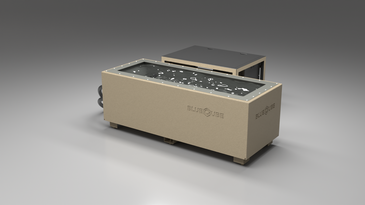BlueCube CM cold plunge tub beige with hempcarbon tub left back view [bc color=beige deck=none tub=hempcarbon view=bl]