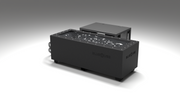 BlueCube CM cold plunge tub black with carbon fiber tub left back view [bc color=black deck=none tub=carbon-fiber view=bl]