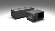 BlueCube CM cold plunge tub black with gel coated tub left front view [bc color=black deck=none tub=gel-coated view=fl]