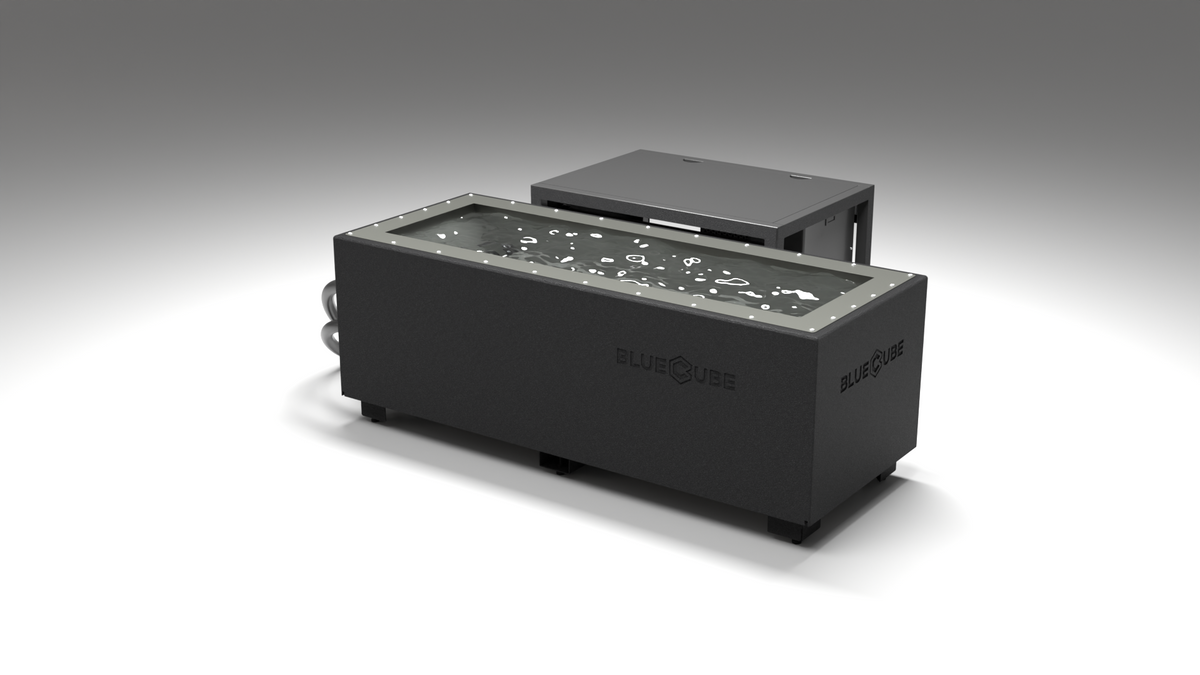 BlueCube CM cold plunge tub black with hempcarbon tub left back view [bc color=black deck=none tub=hempcarbon view=bl]