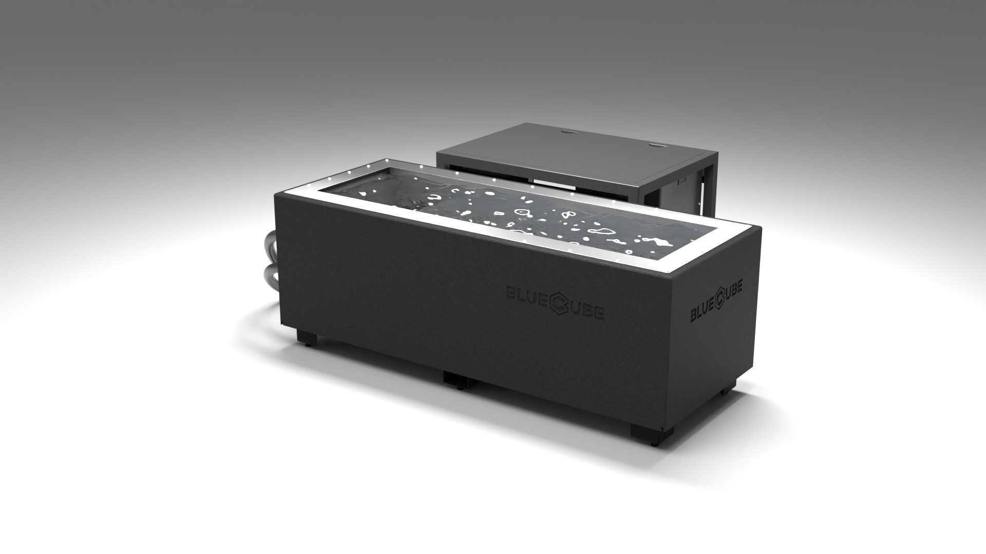 BlueCube CM cold plunge tub black left back view [bc color=black deck=none tub=stainless view=bl]