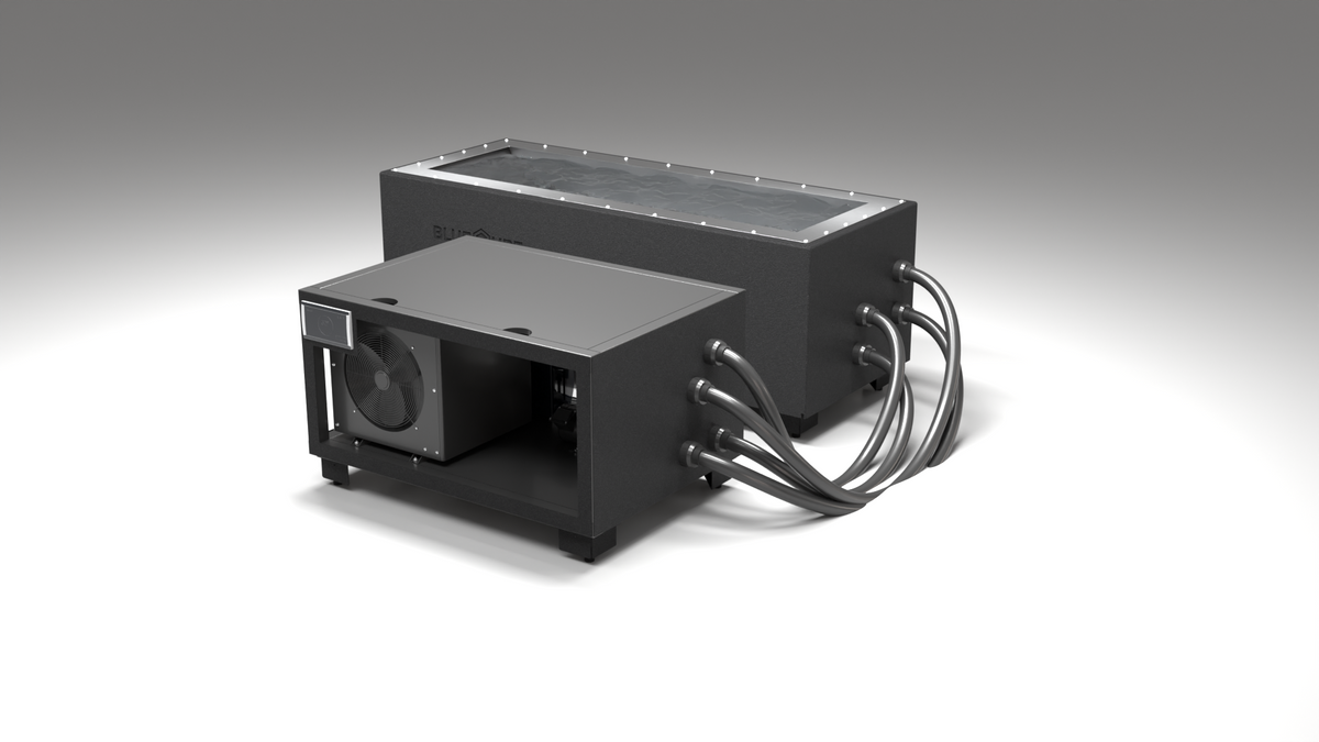 BlueCube CM cold plunge tub black right front view [bc color=black deck=none tub=stainless view=fr]