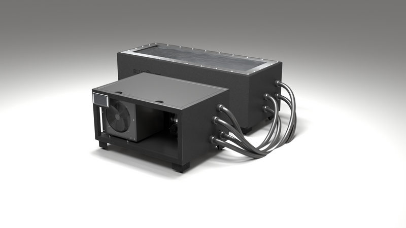 BlueCube CM cold plunge tub black right front view [bc color=black deck=none tub=stainless view=fr]