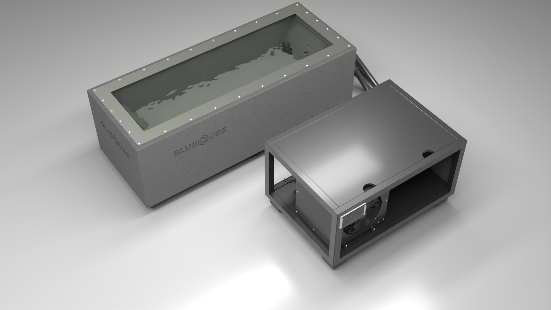 BlueCube CM cold plunge tub grey with hempcarbon tub top down view [bc color=grey deck=none tub=hempcarbon view=top]