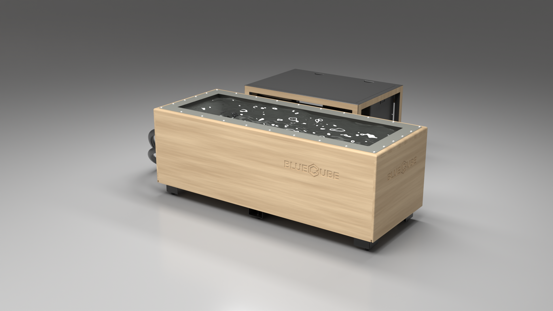 BlueCube CM cold plunge tub uncladded with hempcarbon tub left back view [bc color=uncladded deck=none tub=hempcarbon view=bl]