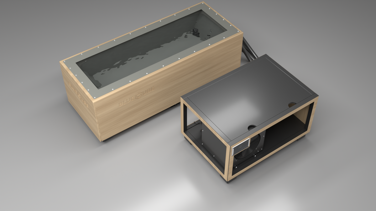 BlueCube CM cold plunge tub uncladded with hempcarbon tub top down view [bc color=uncladded deck=none tub=hempcarbon view=top]