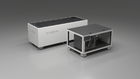 BlueCube CM cold plunge tub white with carbon fiber tub left front view [bc color=white deck=none tub=carbon-fiber view=fl]