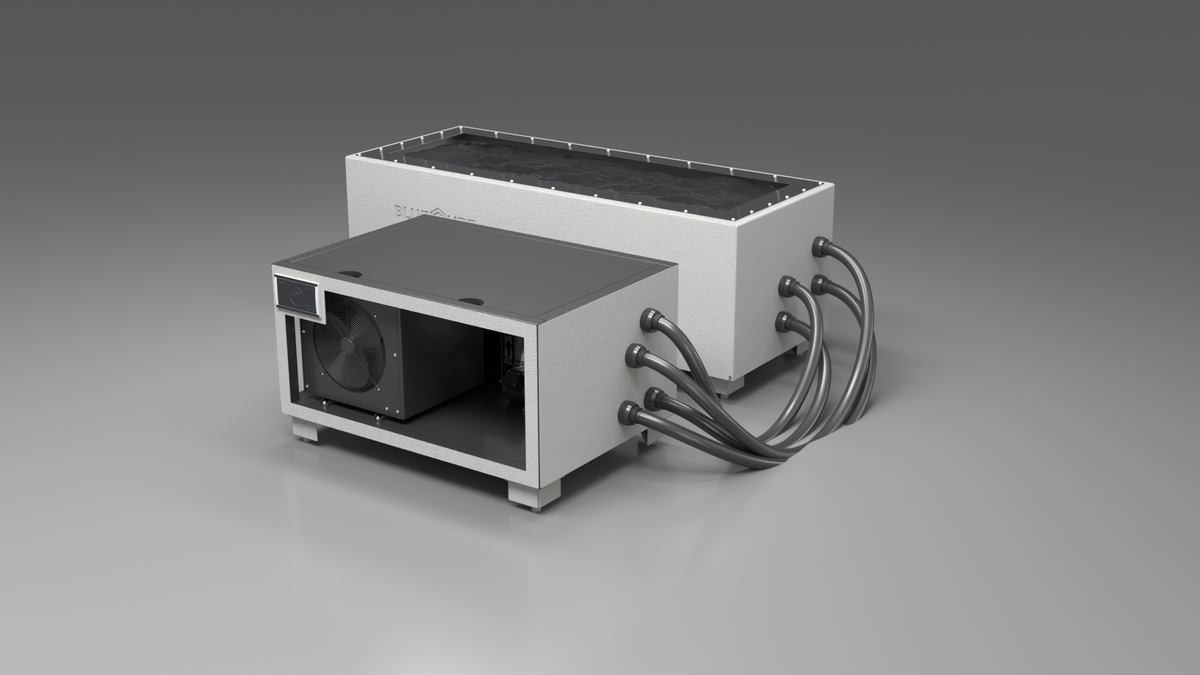 BlueCube CM cold plunge tub white with carbon fiber tub right front view [bc color=white deck=none tub=carbon-fiber view=fr]