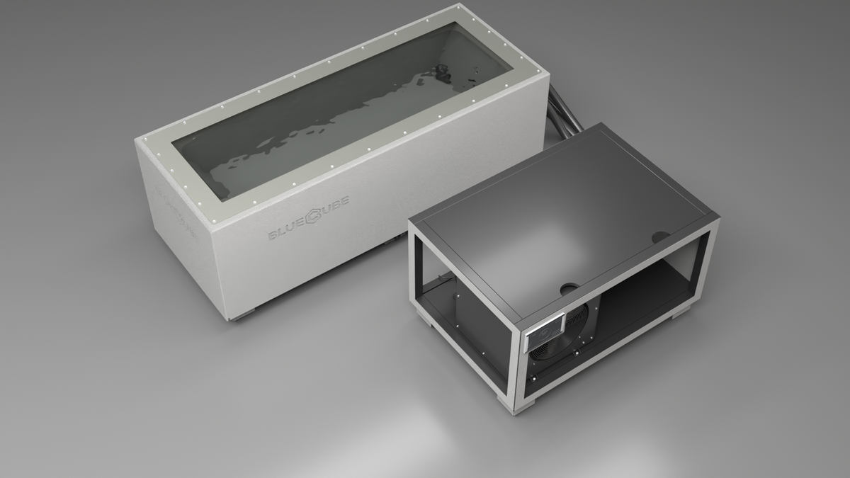 BlueCube CM cold plunge tub white with hempcarbon tub top down view [bc color=white deck=none tub=hempcarbon view=top]