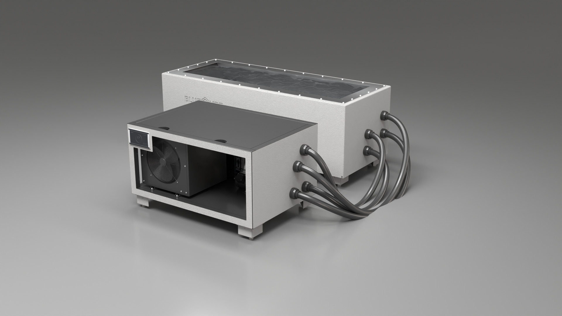 BlueCube CM cold plunge tub white right front view [bc color=white deck=none tub=stainless view=fr]