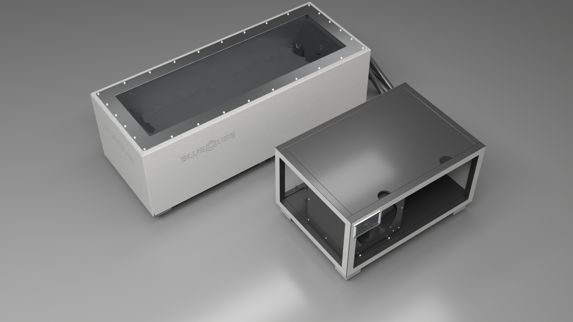 BlueCube CM cold plunge tub white top down view [bc color=white deck=none tub=stainless view=top]