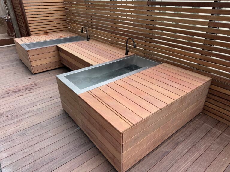 Custom Wood Deck Commercial BlueCube Cold Plunge
