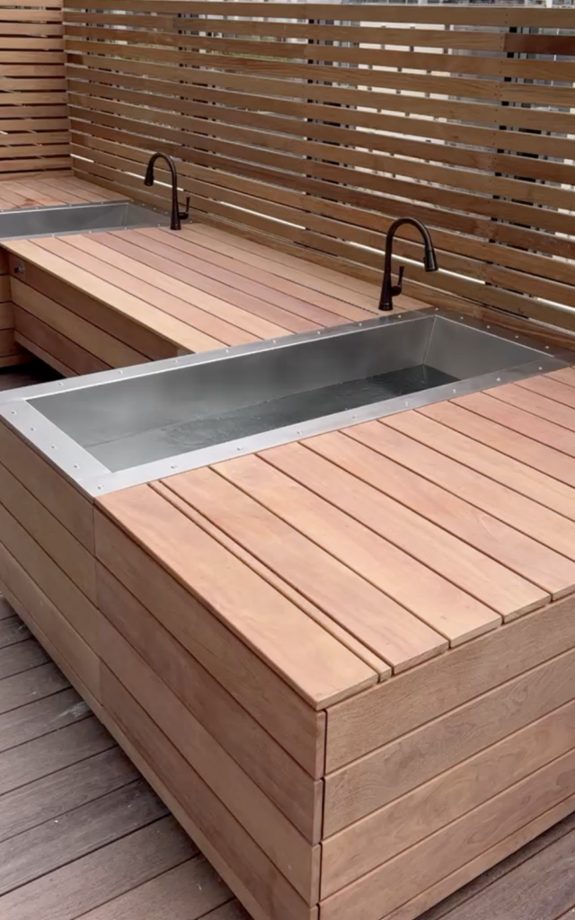 Custom wood deck commercial BlueCube cold plunge