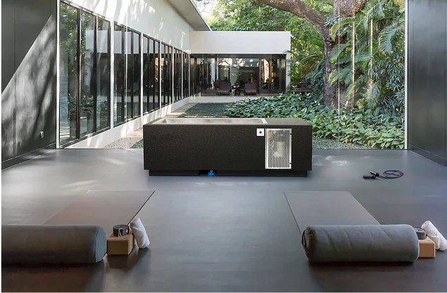 Black BlueCube Cold Plunge In Fancy Outdoor Area