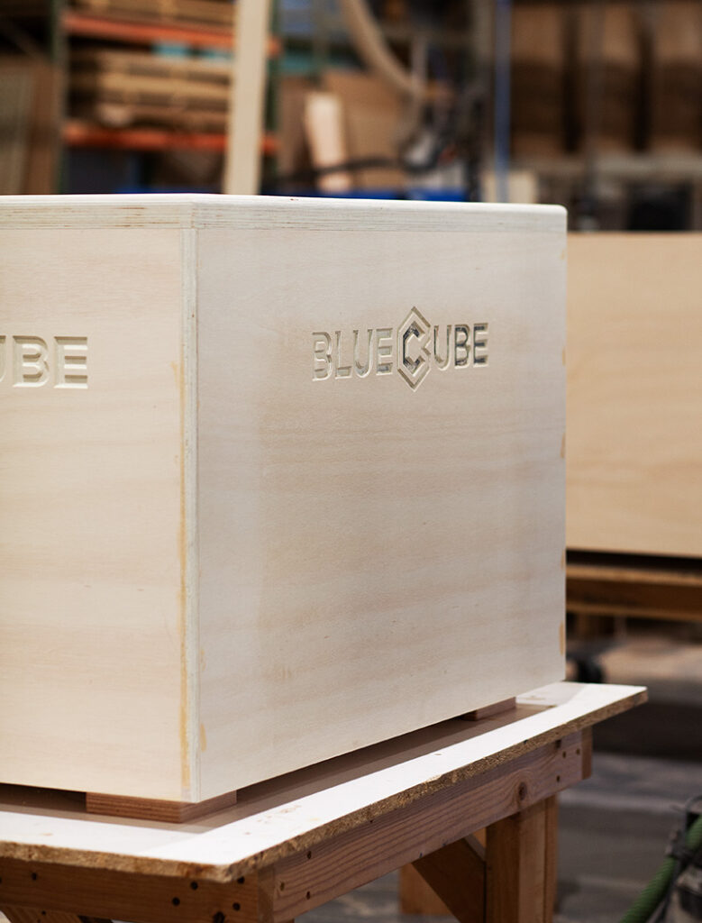 Creation of BlueCube Cold Plunges In BlueCube Woodshop, Unfinished Wooden Box